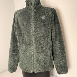 The North Face Textured Fleece Jacket Womens M Green Full Zip High Pile Gorpcore